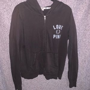Black Zip-Up Pink Brand Hoodie